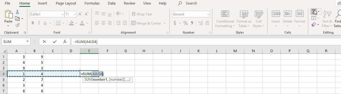 how-to-do-a-sum-in-excel-with-the-menu-bar-in-rows-1