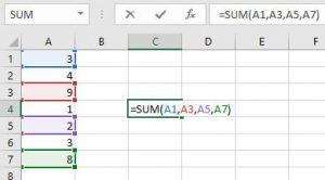 how to do a sum in excel with written commands